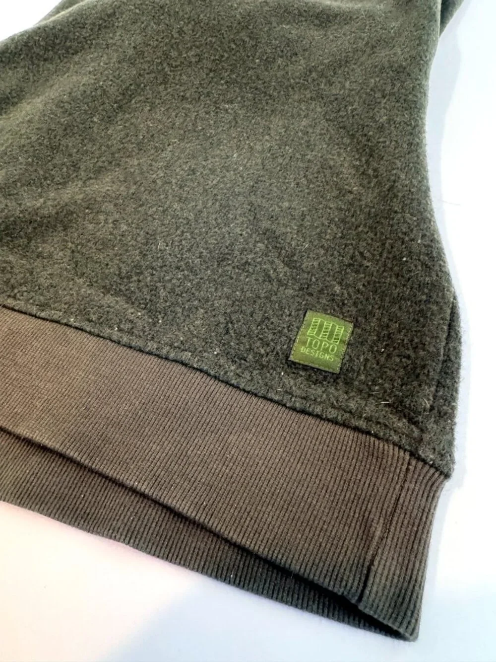 Topo Designs Global Wool Sweater Mens Medium Olive Crewneck
